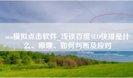 seo模拟点击软件_浅谈百度SEO快排是什么、原理、如何判断及应对