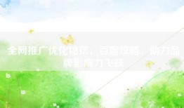 全网推广优化秘籍，百度攻略，助力品牌影响力飞跃