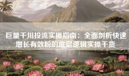 巨量千川投流实操指南：全面剖析快速增长有效粉的底层逻辑实操干货