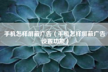 手机怎样屏蔽广告（手机怎样屏蔽广告设置功能）
