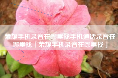 荣耀手机录音在哪里找手机通话录音在哪里找「荣耀手机录音在哪里找」